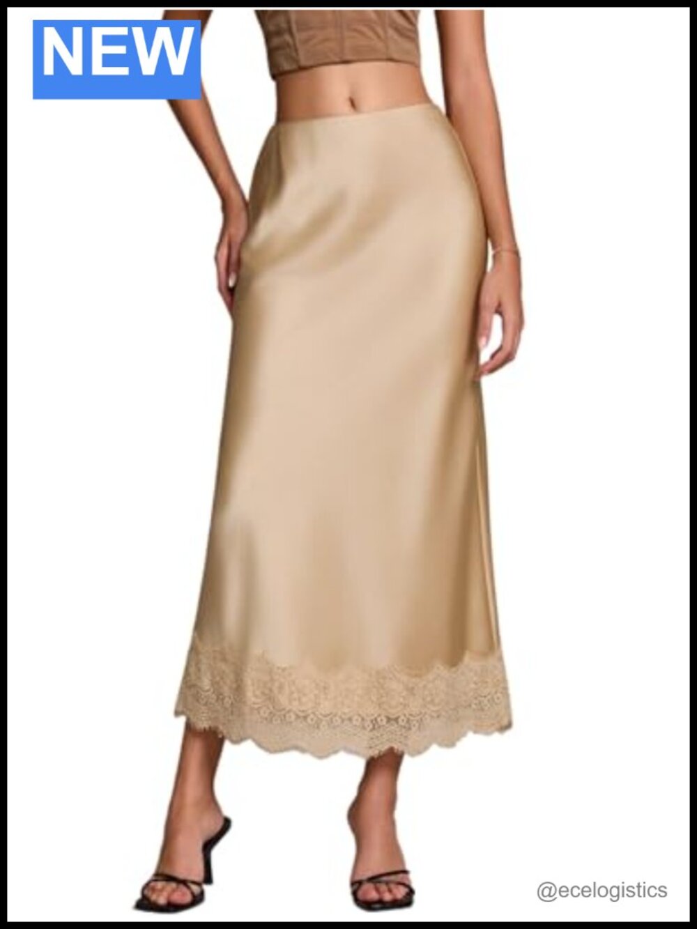 Satin High Waist A-Line Maxi Skirt Elegant Party Cocktail Flowy